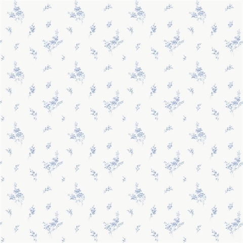 Small Sprigs Blue Wallpaper