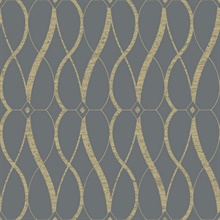 Smoke & Gold Art Deco Geometric Hourglass Wallpaper