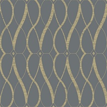 Smoke &amp; Gold Art Deco Geometric Hourglass Wallpaper