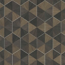 Hexagram Wood Veneer Smoke Wallpaper
