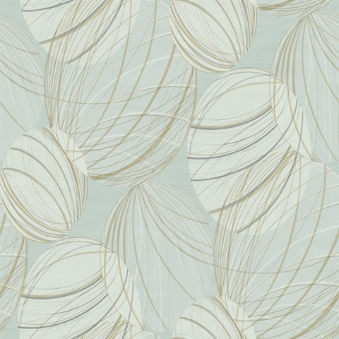 Smokey Blue Floating Sketchy Line Lanterns Wallpaper