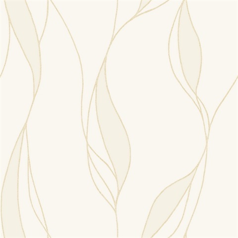 Society Hill White Abstract Leaf Wallpaper
