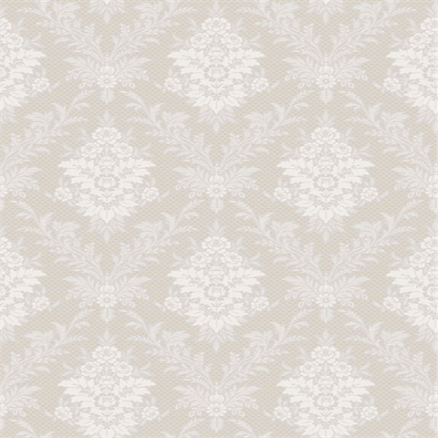 Sofia Light Grey Damask Wallpaper