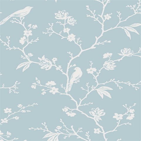 Songbird Chinoiserie Chinoiserie Blue Skies Peel and Stick Wallpaper