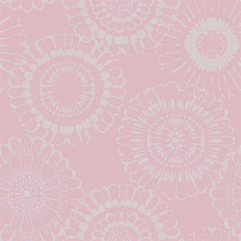 Sonnet Pink Large Tie Dye Floral Wallpaper