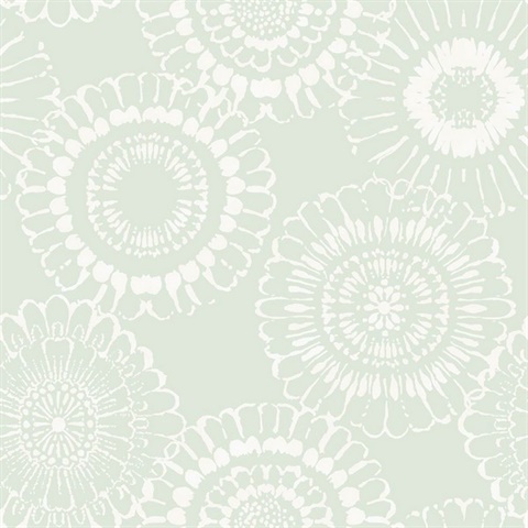 Sonnet Sage Large Tie Dye Floral Wallpaper