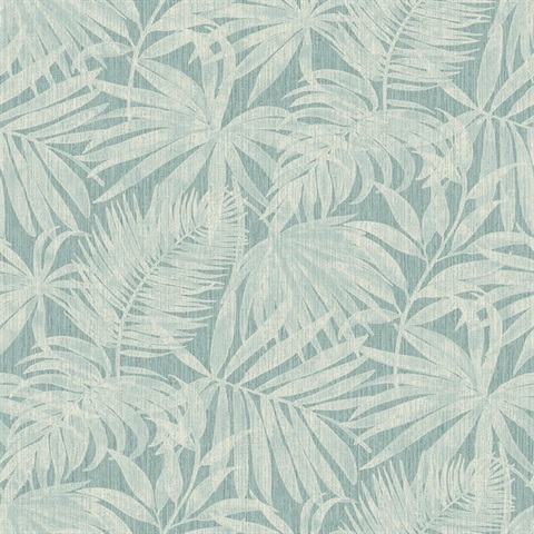 Sonny Light Blue Fronds Leaf Wallpaper