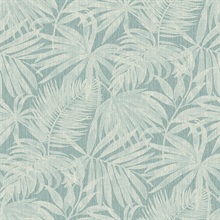 Sonny Light Blue Fronds Leaf Wallpaper