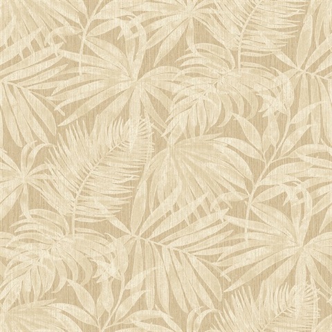 Sonny Light Brown Fronds Leaf Wallpaper