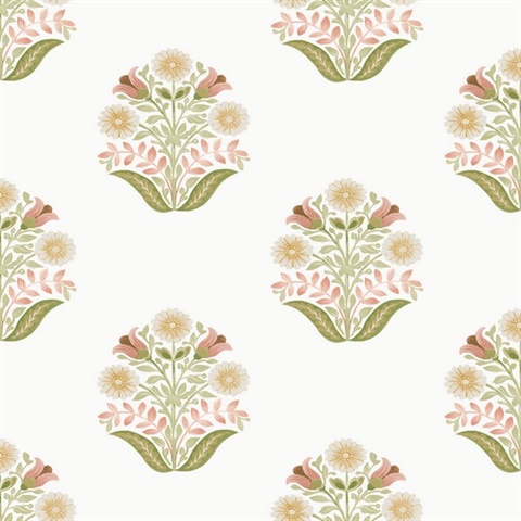 Sophie Pink Floral Medallion Peel & Stick Wallpaper