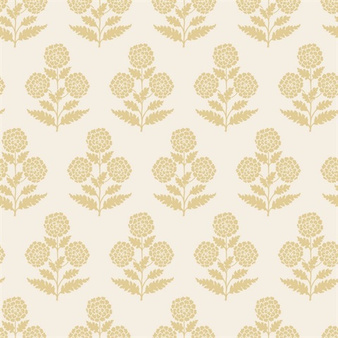 Souci Butter Marigolds Block Floral Wallpaper