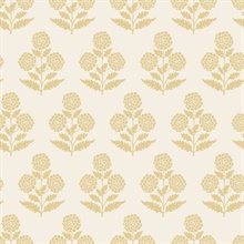 Souci Butter Marigolds Block Floral Wallpaper