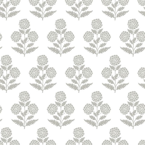 Souci Grey Marigolds Block Floral Wallpaper