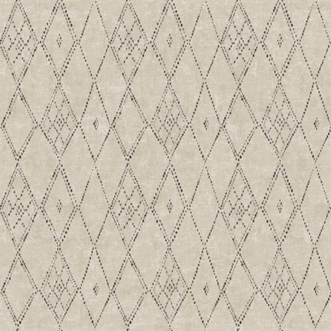 Souk Diamonds Taupe Tribal Wallpaper