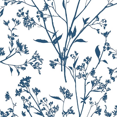 Southport Indigo Coastal Branches Wallpaper