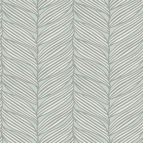 Spa & Silver Large Braided Leaf Wallpaper