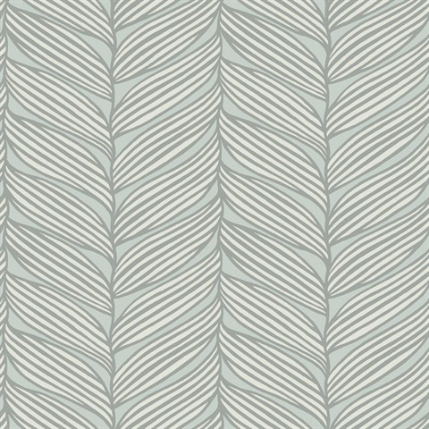 Spa & Silver Large Braided Leaf Wallpaper