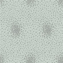 Spa &amp; Silver Textured Scattered Leaves Wallpaper