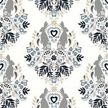 Spring Damask Damask Bluestone & Grey Peel and Stick Wallpaper