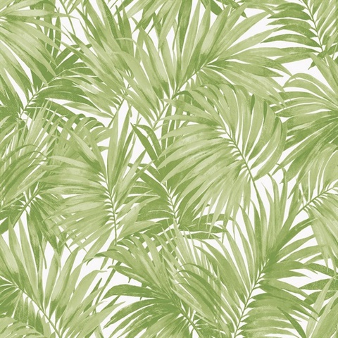 Spring Green Cordelia Tossed Palms Wallpaper