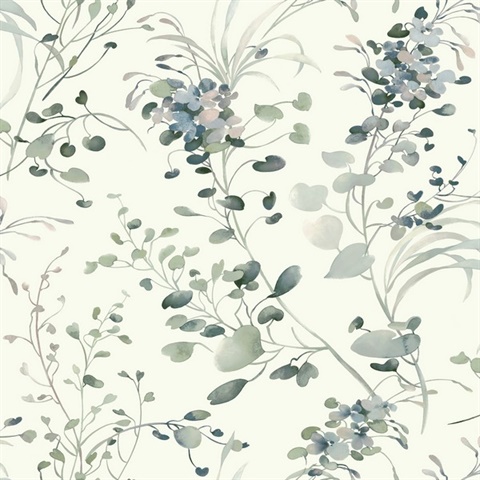 Spring Whispers Jade Watercolor Leaf Wallpaper