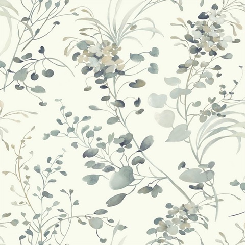 Spring Whispers Moss Watercolor Leaf Wallpaper