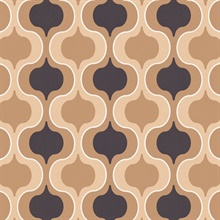 Squeeze Beige, Black & Tan Retro Wallpaper