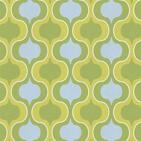 Squeeze Green & Blue Retro Wallpaper