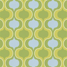 Squeeze Green & Blue Retro Wallpaper