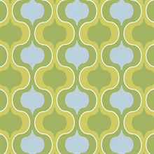 Squeeze Green & Blue Retro Wallpaper