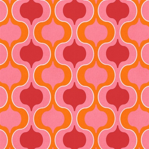 Squeeze Hot Pink, Red & Orange Retro Wallpaper