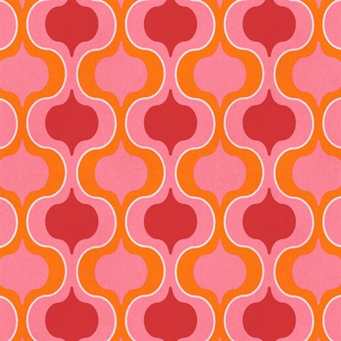 Squeeze Hot Pink, Red & Orange Retro Wallpaper