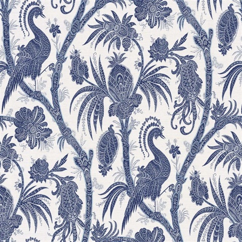 St Paul Azure Peacook Natural Grasscloth Wallpaper