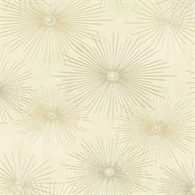 Starburst Geo Geometric Ivory & Metallic Gold Peel and Stick Wallpaper