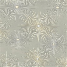 Starburst Geo Geometric Silversmoke & Metallic Gold Peel and Stick Wal