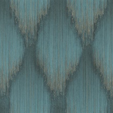 Starfall Teal Metallic Ikat Wallpaper