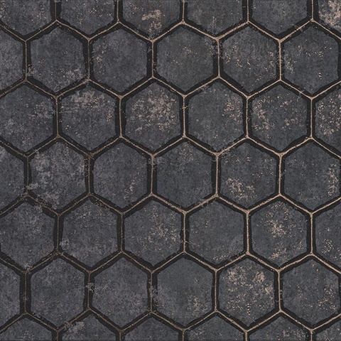 Starling Charcoal Honeycomb Wallpaper