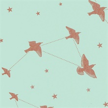 Star-ling - Pale Verdigris &amp; Copper colourway wallpaper