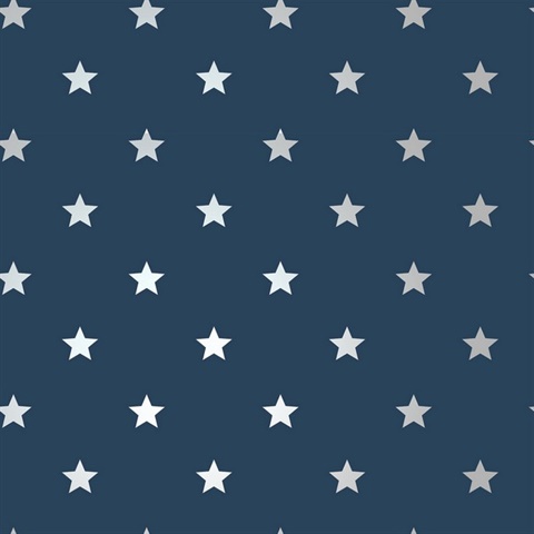 Starry Motif Dark Blue Geometric Wallpaper