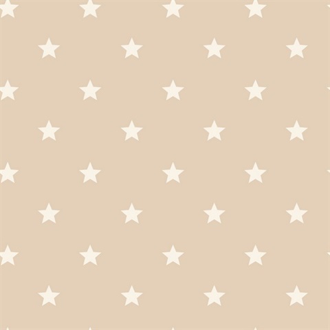 Starry Motif Light Brown Geometric Wallpaper