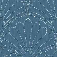 Steel Blue and Ivory Commercial Scallop Wallpaper