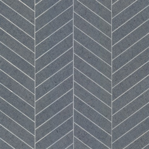 Atelier Herringbone Steel Blue Wallpaper
