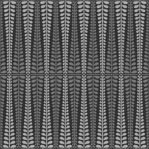 Stellar Black Floral Stripe Wallpaper