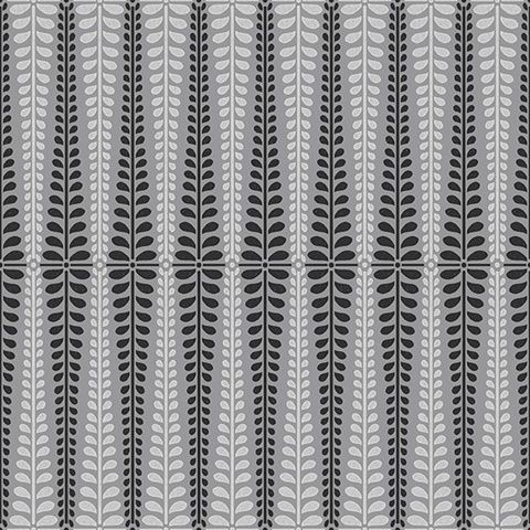 Stellar Grey Floral Stripe Wallpaper