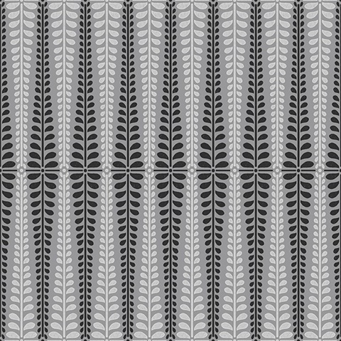 Stellar Grey Floral Stripe Wallpaper