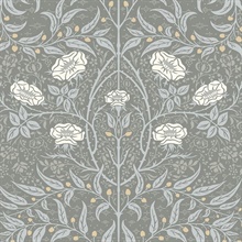 Stenciled Floral Floral Alloy Grey Peel and Stick Wallpaper