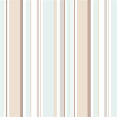 Step Stripe Duck Egg, Brown & Grey Retro Wallpaper