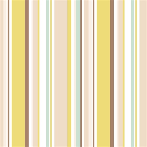 Step Stripe Mint Green, Lime & Brown Retro Wallpaper