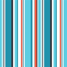 Step Stripe Turquoise, Orange & Black Retro Wallpaper