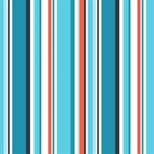 Step Stripe Turquoise, Orange & Black Retro Wallpaper